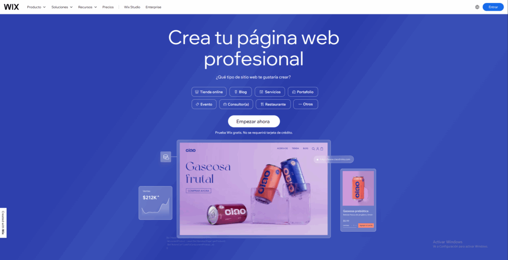Crear Página Web con Wix