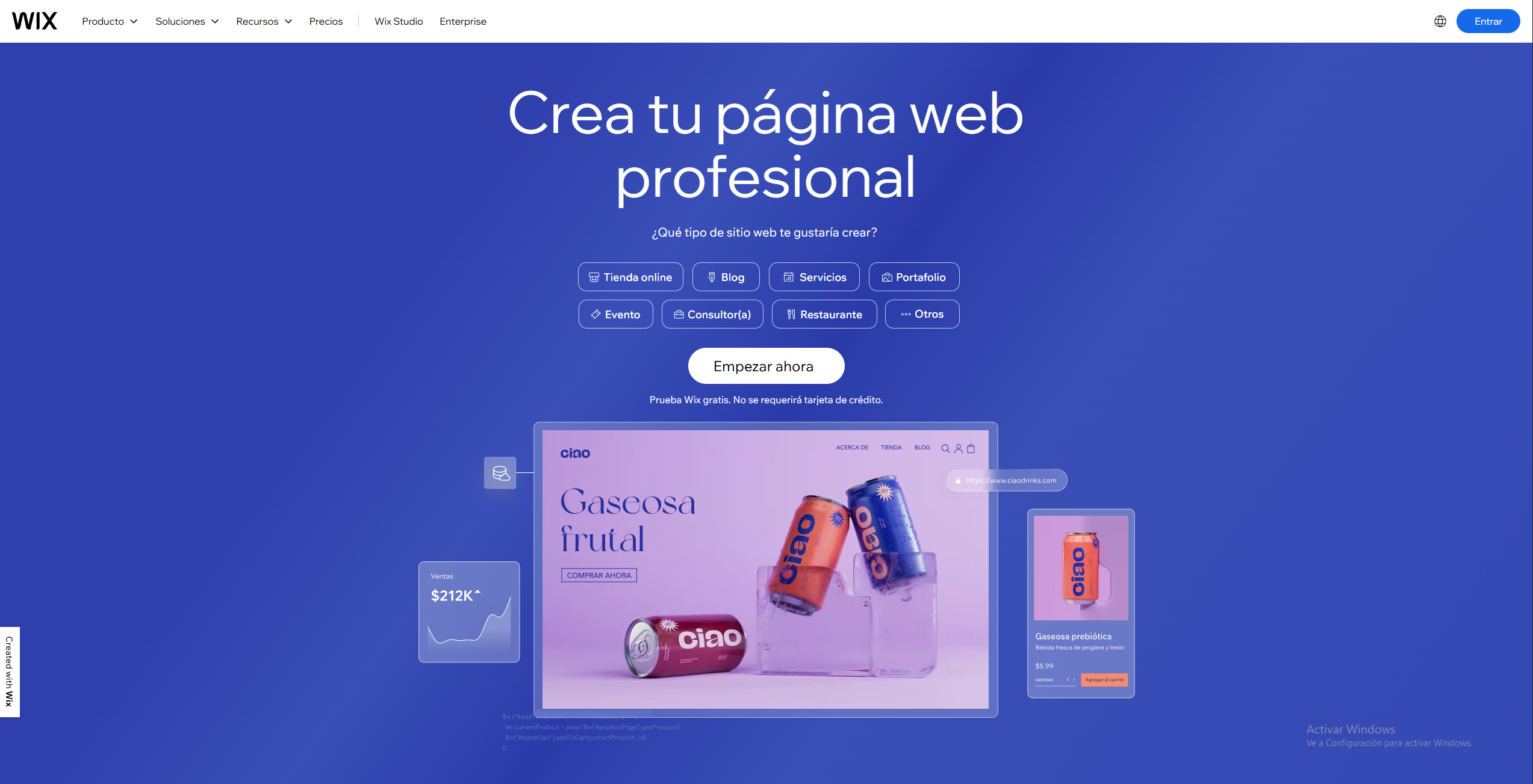 Crear Página Web con Wix